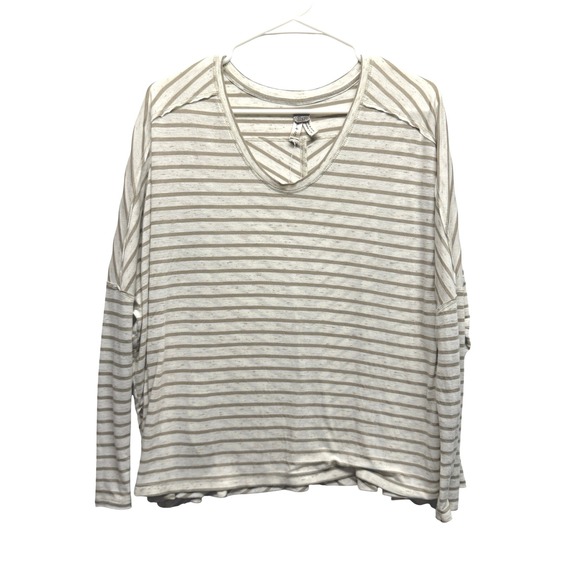 We The Free Tops - WE THE FREE Striped V Neck Long Sleeve Oversized Casual Top Women's XS Oversized